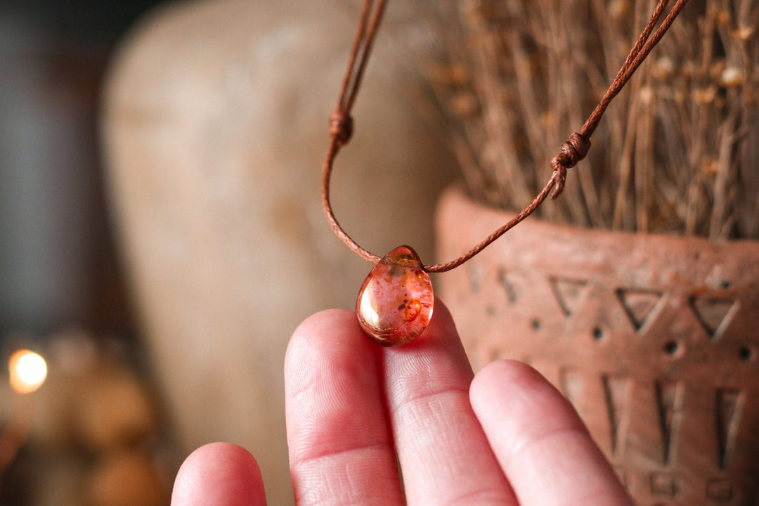 Glass Teardrop Pendant Necklace - SAME SUN CO