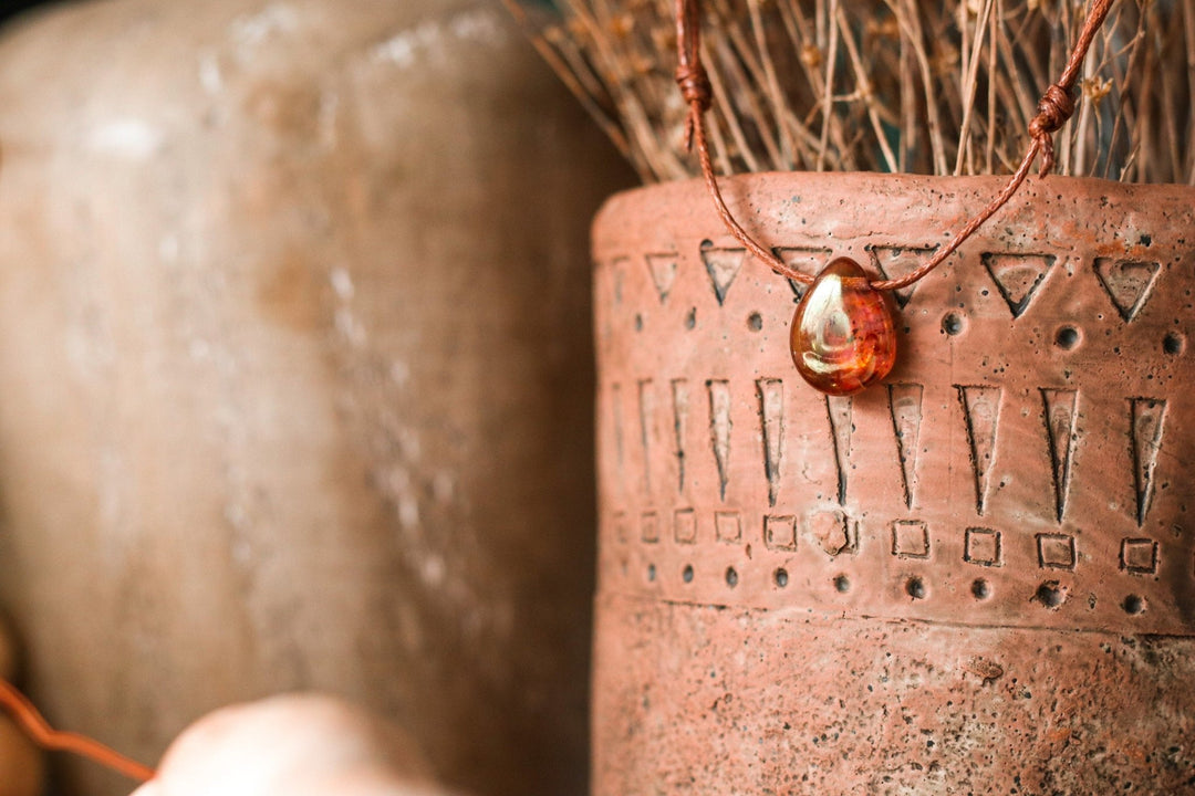 Glass Teardrop Pendant Necklace - SAME SUN CO