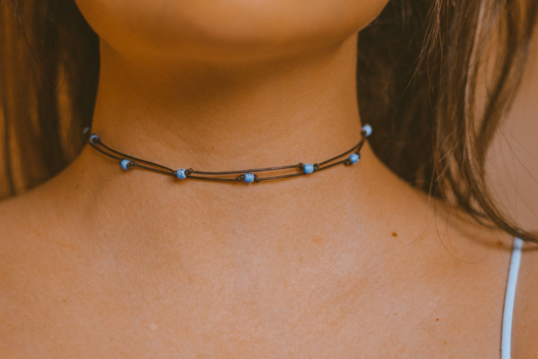 Hippie Blue Beaded Choker - SAME SUN CO