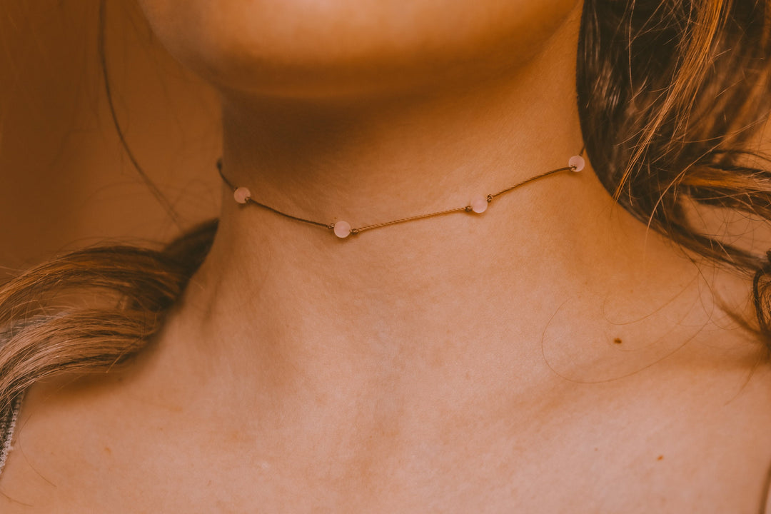 Dainty Rose Quartz Choker Necklace