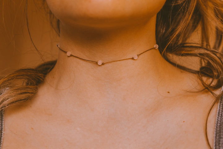 Dainty Rose Quartz Choker Necklace