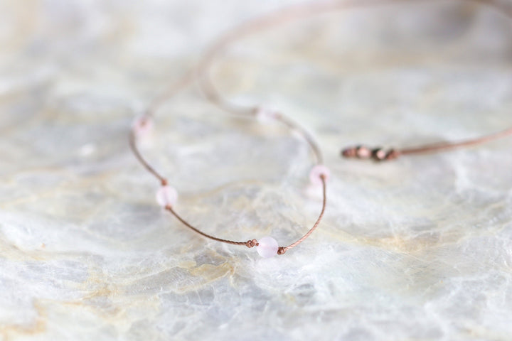 Dainty Rose Quartz Choker Necklace