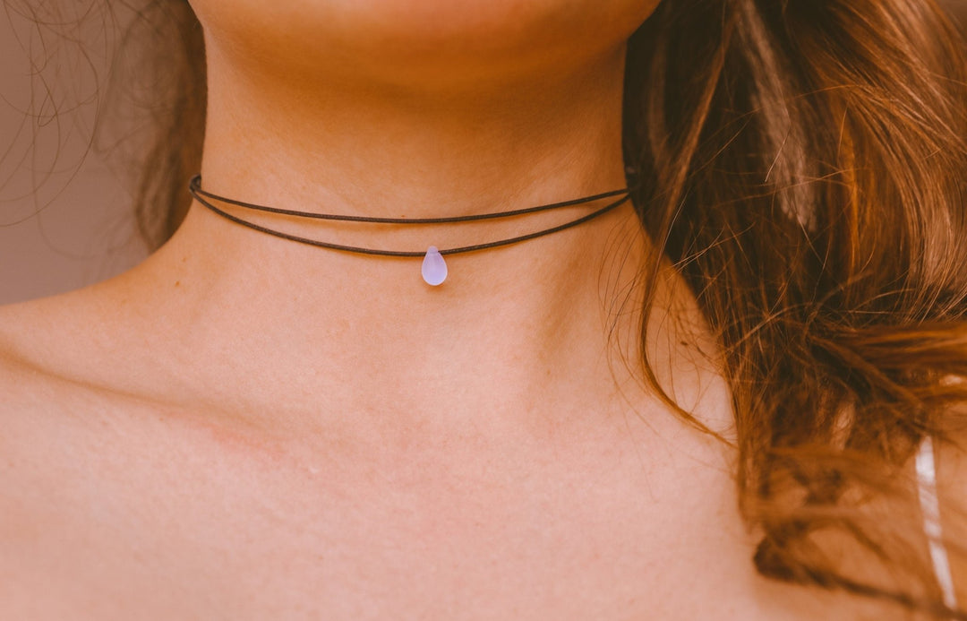 Iridescent Lilac Teardrop Choker Necklace - SAME SUN CO