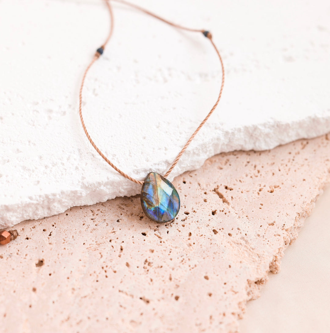 Labradorite Teardrop Pendant Necklace - SAME SUN CO