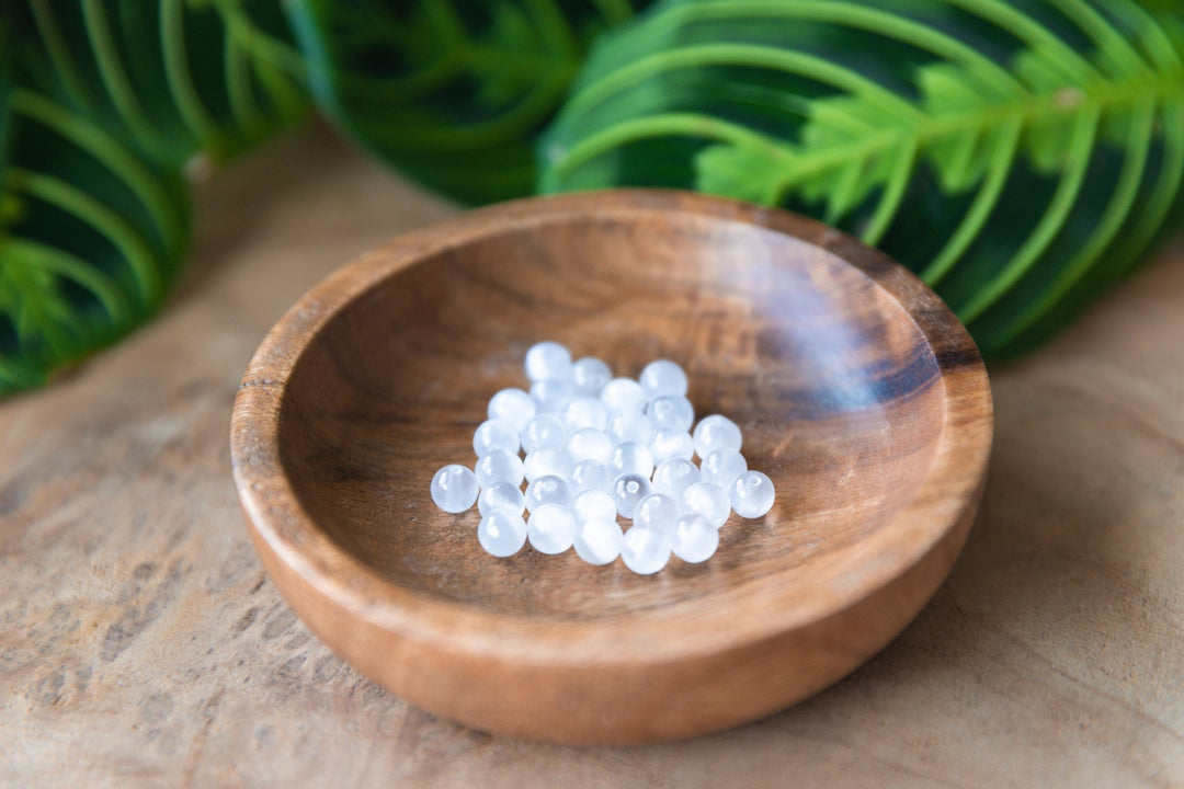 Leather Beaded Selenite Necklace - SAME SUN CO