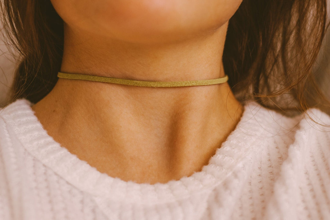 Olive Green Suede Choker - SAME SUN CO