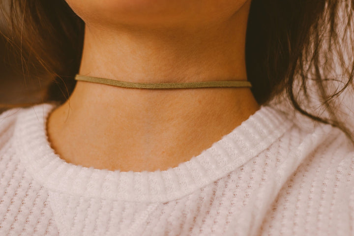 Olive Green Suede Choker - SAME SUN CO