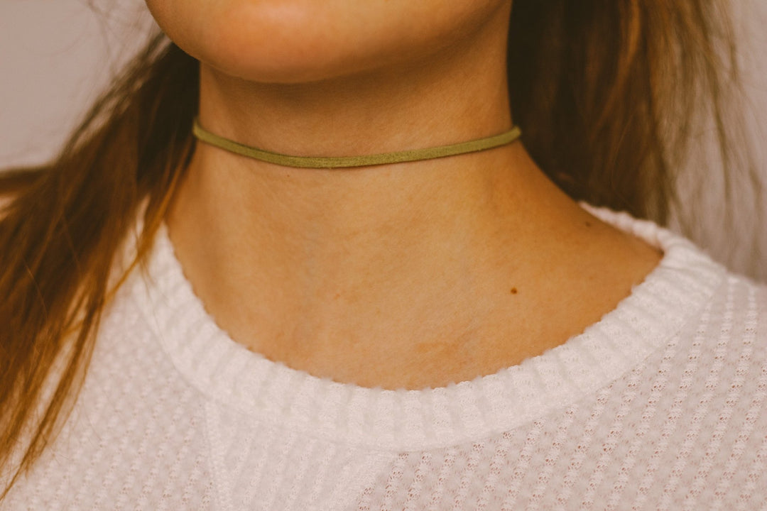 Olive Green Suede Choker - SAME SUN CO