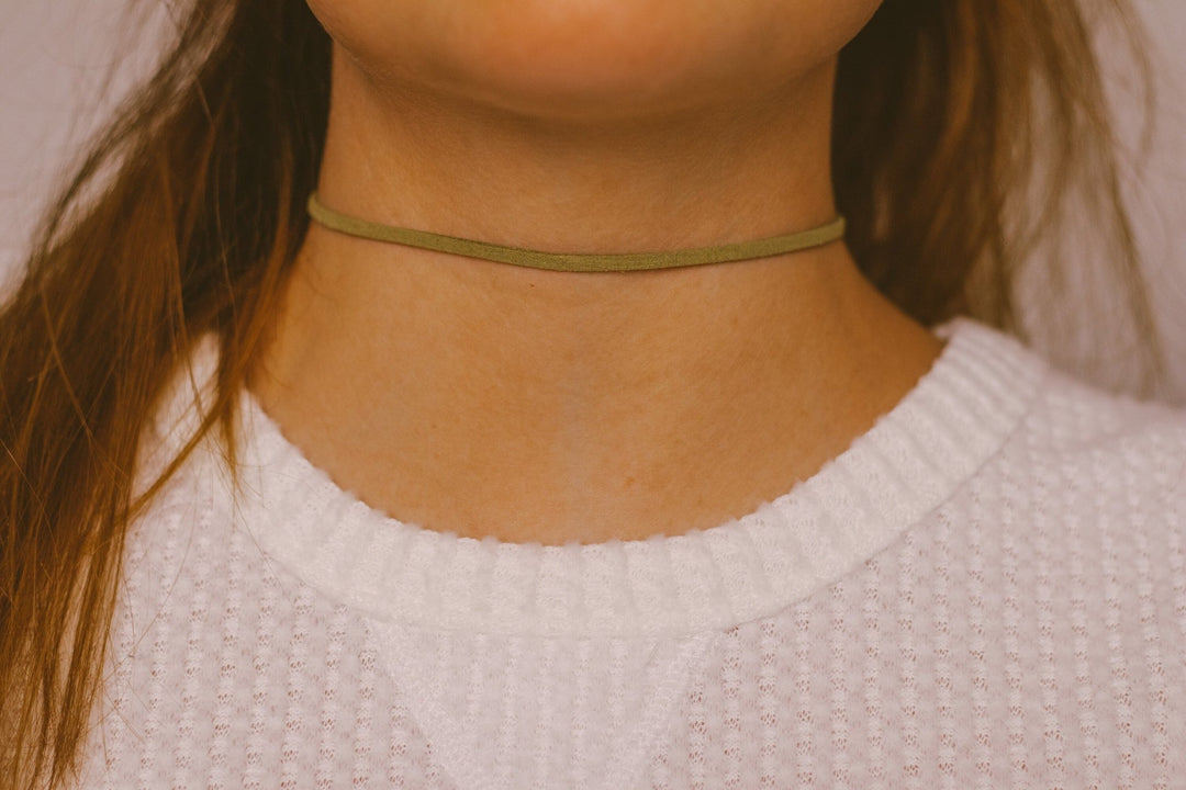 Olive Green Suede Choker - SAME SUN CO