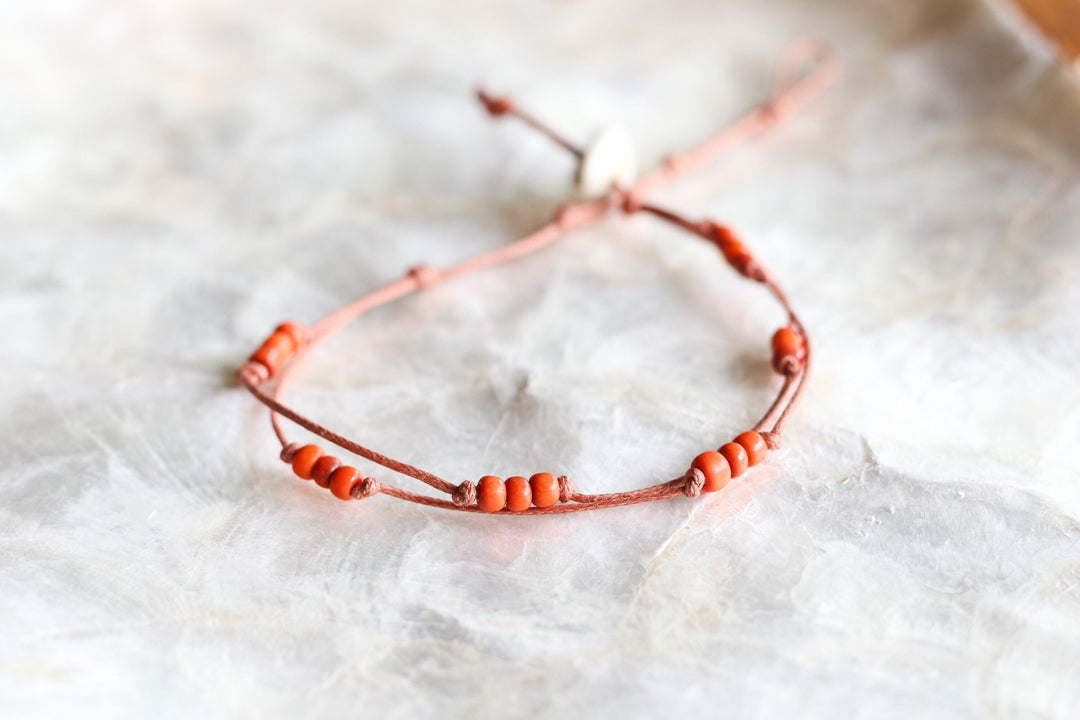 Orange African Beaded Anklet - SAME SUN CO