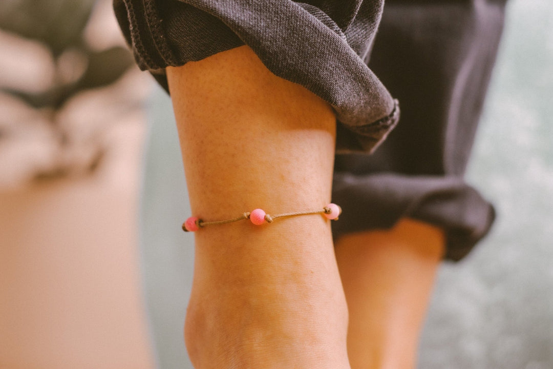 Pink Agate Beaded Anklet - SAME SUN CO