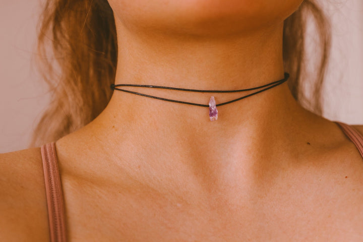 Raw Amethyst Choker Necklace - SAME SUN CO