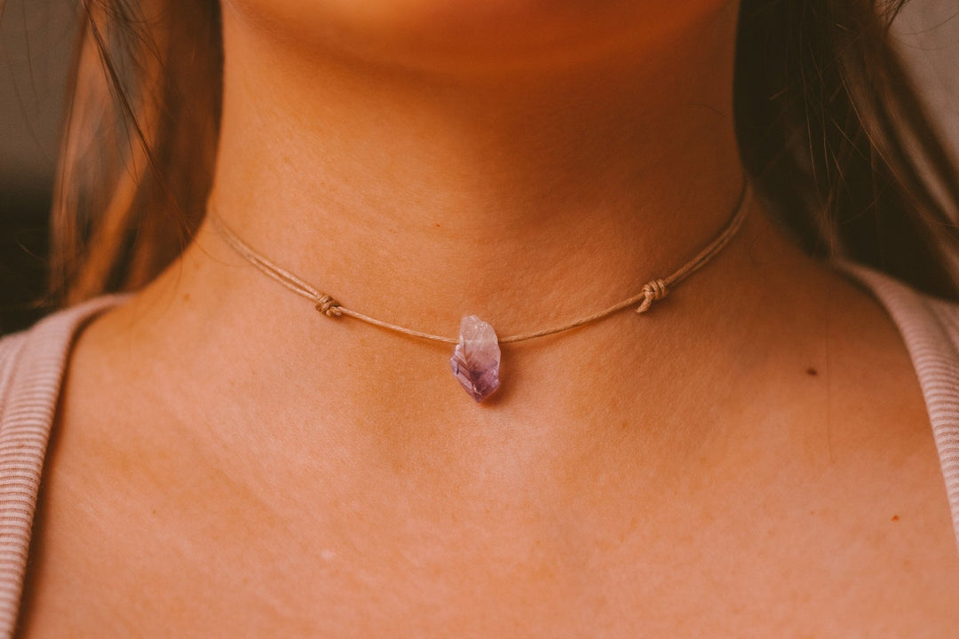 Raw Amethyst Choker Necklace - SAME SUN CO