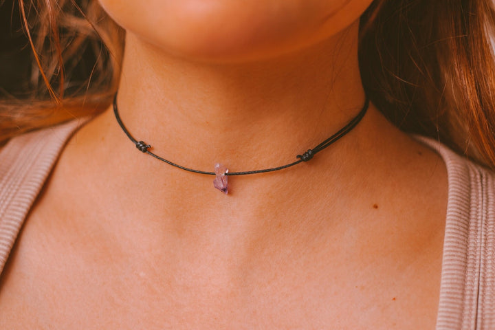 Raw Amethyst Choker Necklace - SAME SUN CO