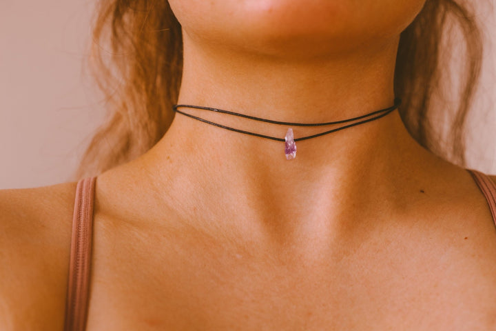 Raw Amethyst Choker Necklace - SAME SUN CO