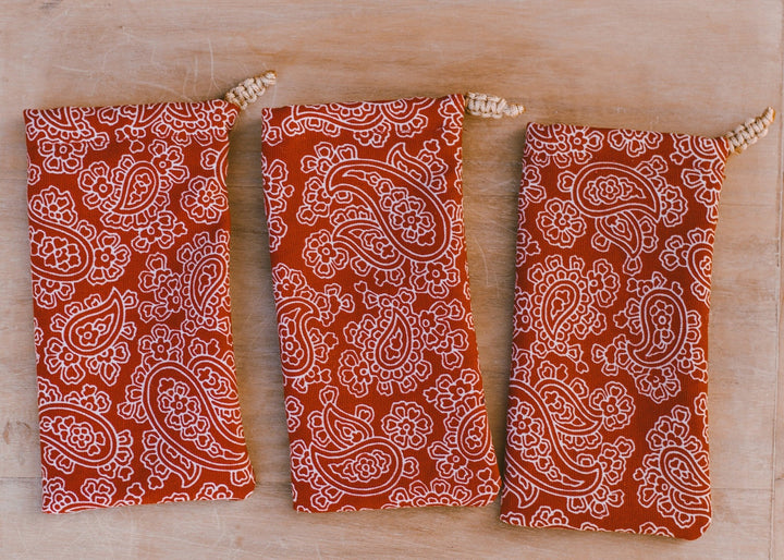 Red Paisley Sunglass Pouch Bag - SAME SUN CO