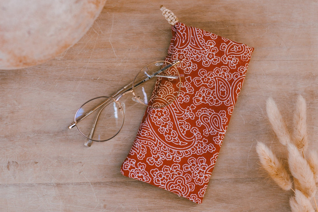 Red Paisley Sunglass Pouch Bag - SAME SUN CO