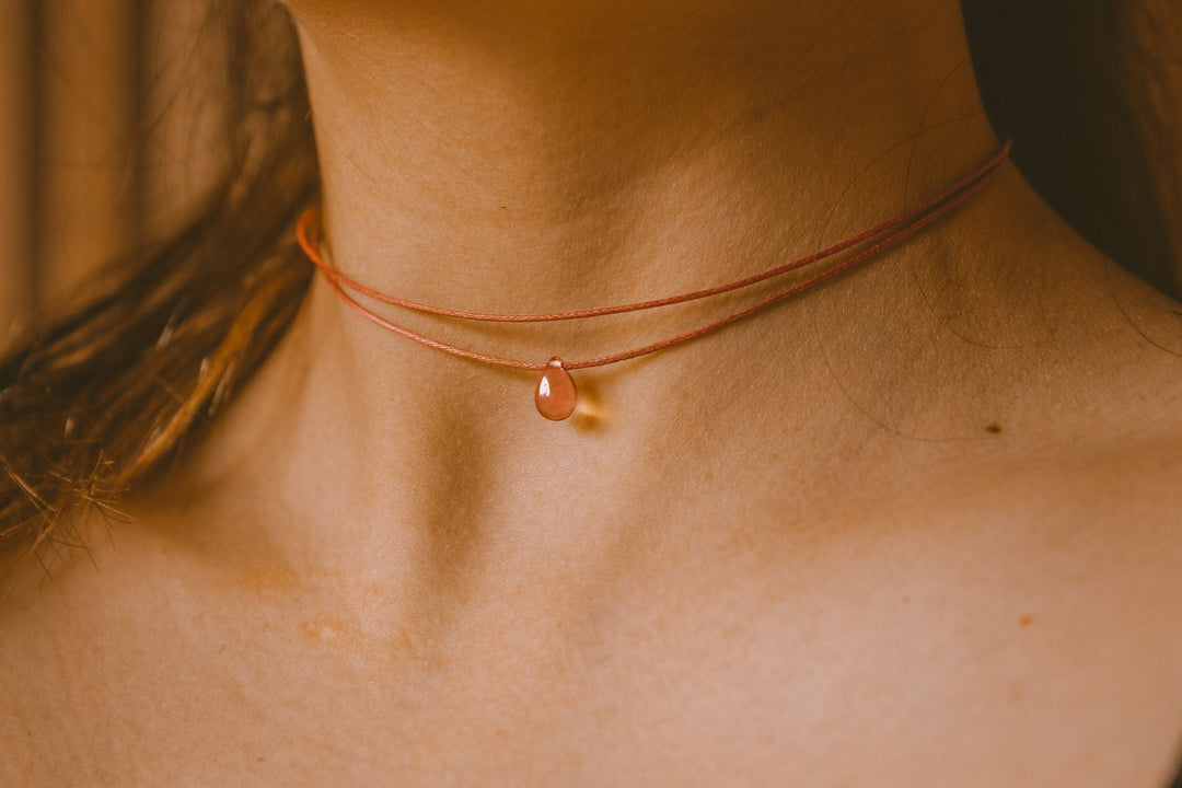 Rust Rose Teardrop Choker Necklace - SAME SUN CO