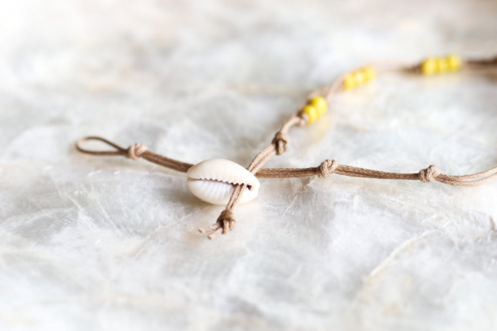 Yellow African Beaded Anklet - SAME SUN CO