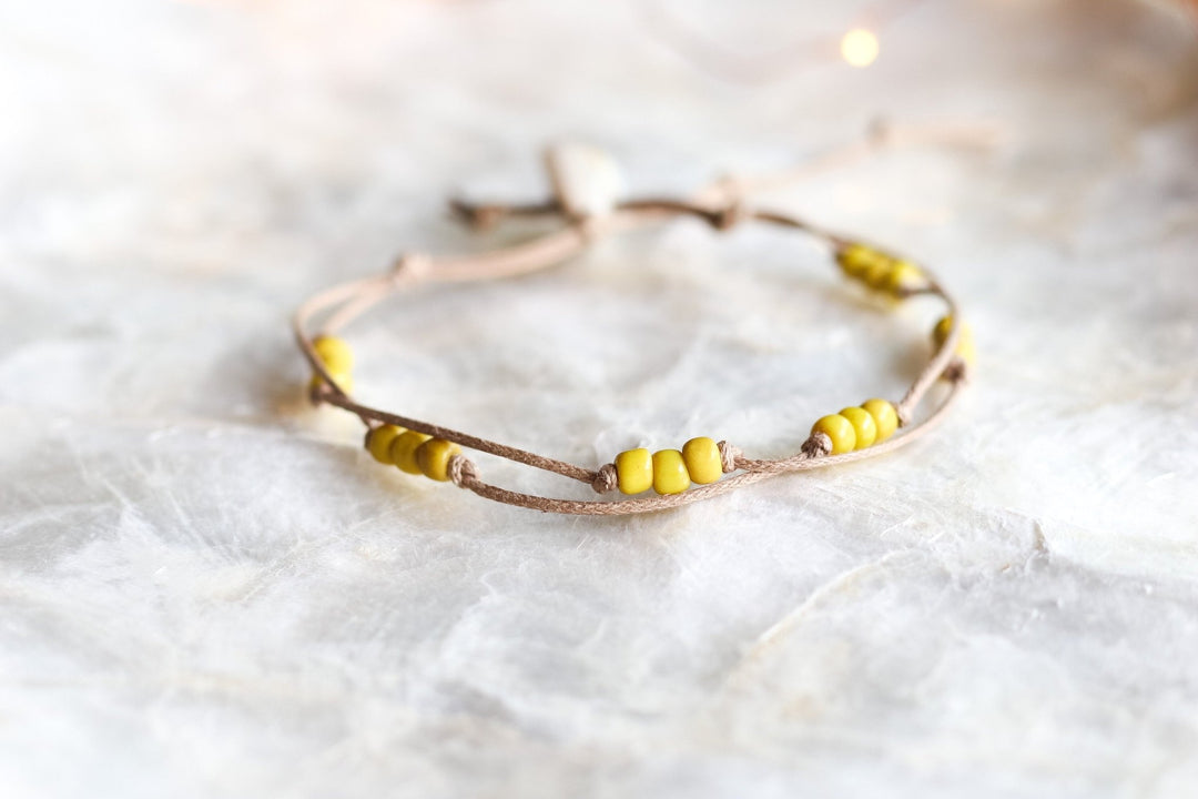 Yellow African Beaded Anklet - SAME SUN CO